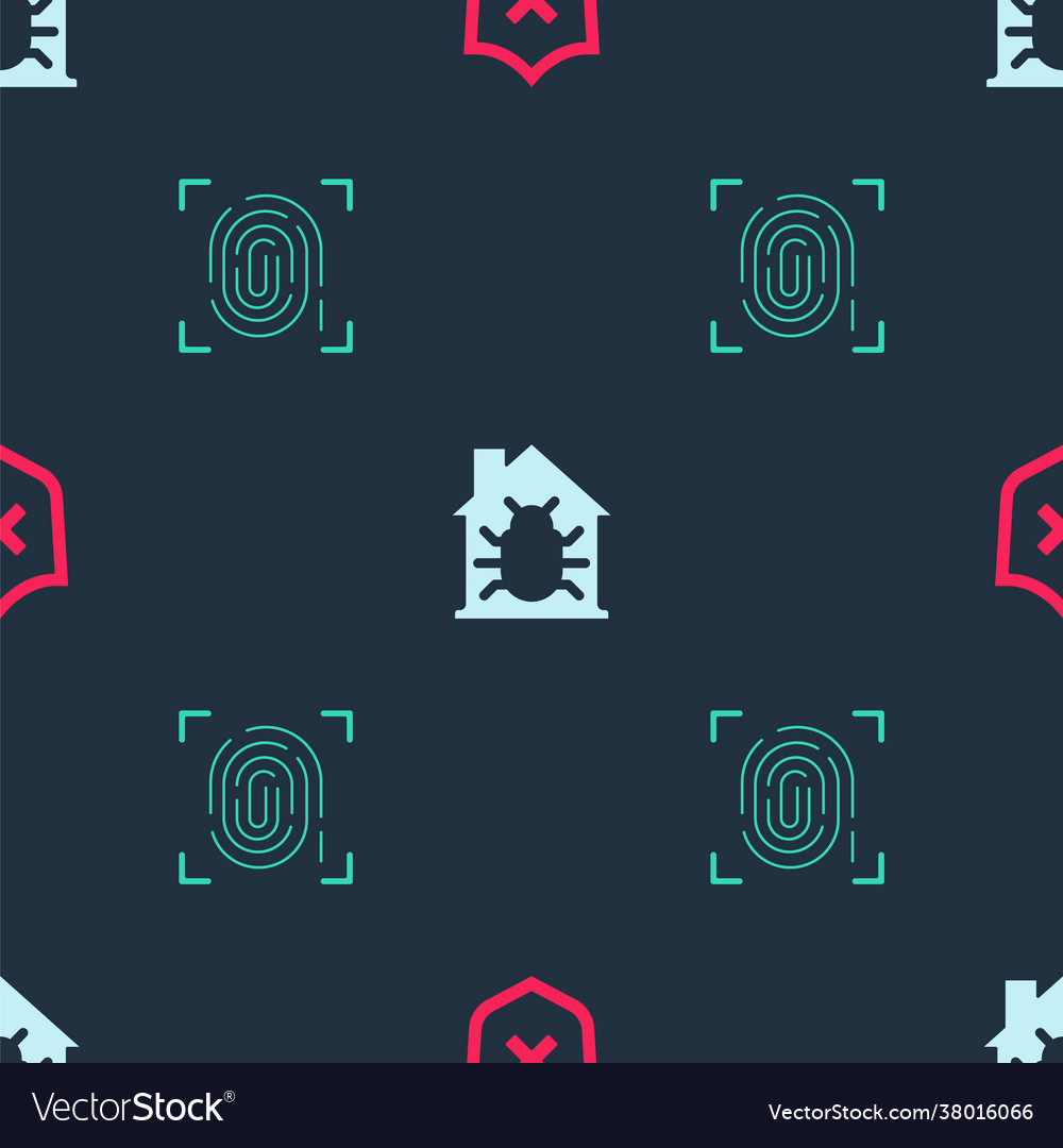 Set shield with cross mark house system bug vector image Set shield with cross mark house system bug