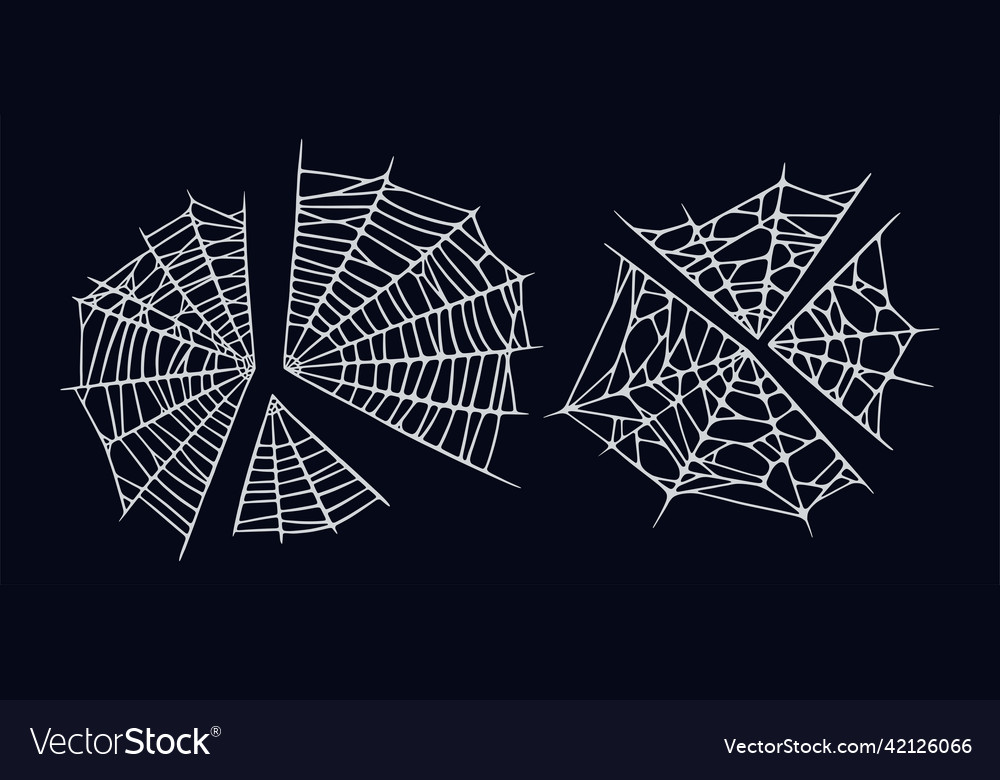 Spider web set isolated on black background