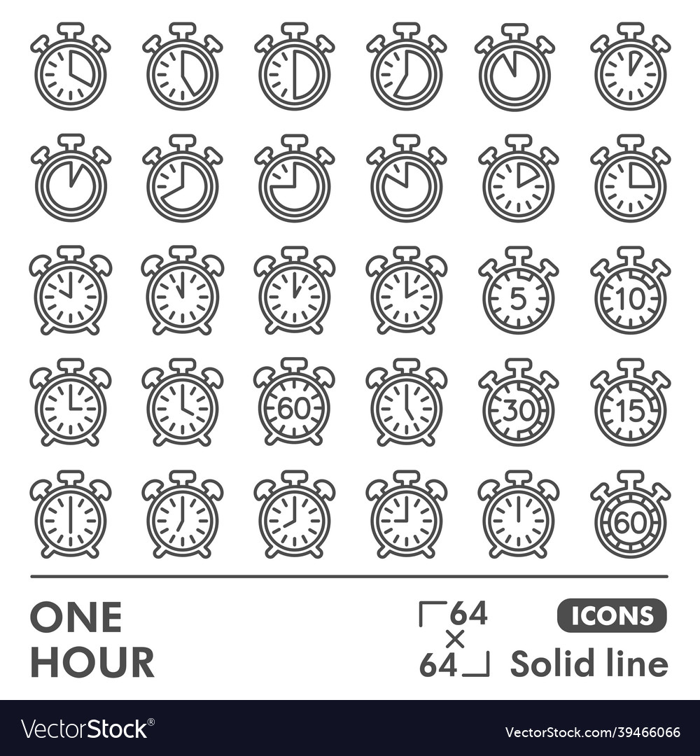 Stopwatch and alarm clock line icon set timing vector image Stopwatch and alarm clock line icon set timing