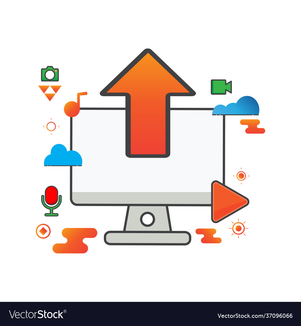 Upload computer flat can use for icon design vector image Upload computer flat can use for icon design