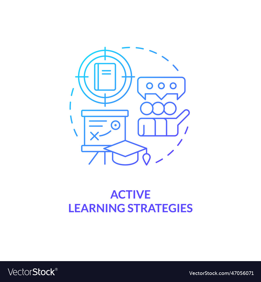 Active learning strategy blue gradient concept Vector Image