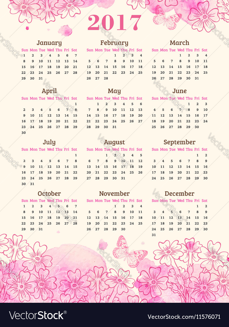 Calendar for 2017 year