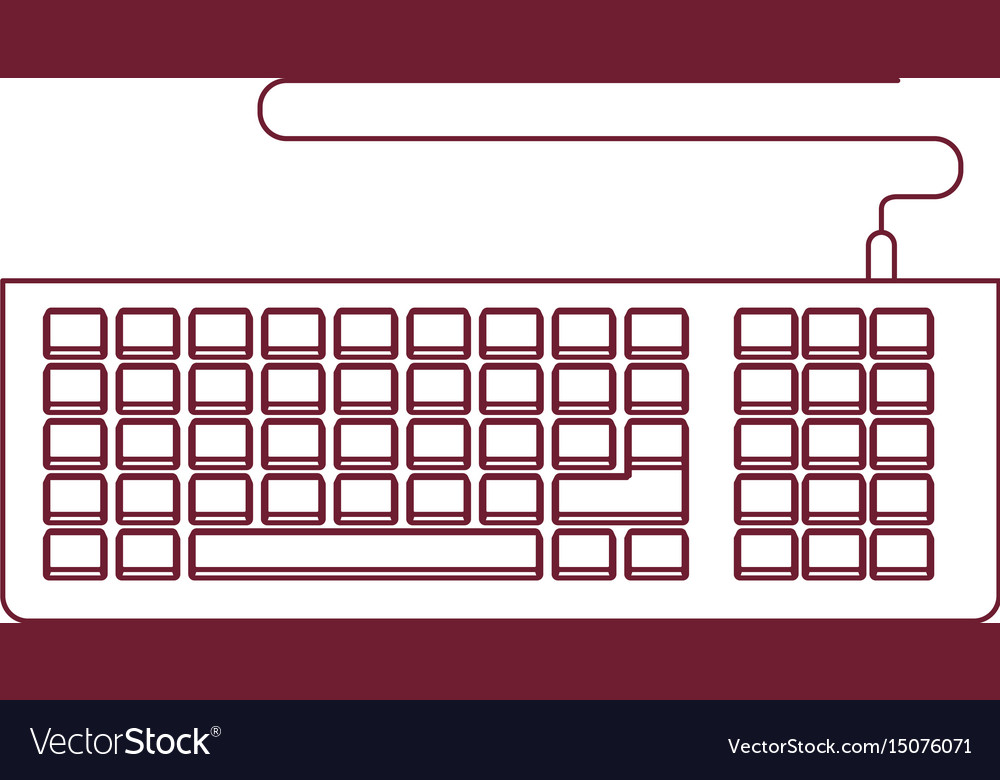 Dark red line contour of computer keyboard