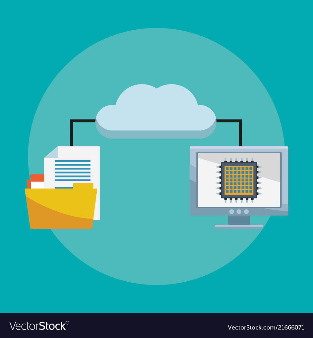 Database and cloud computing vector image Database and cloud computing