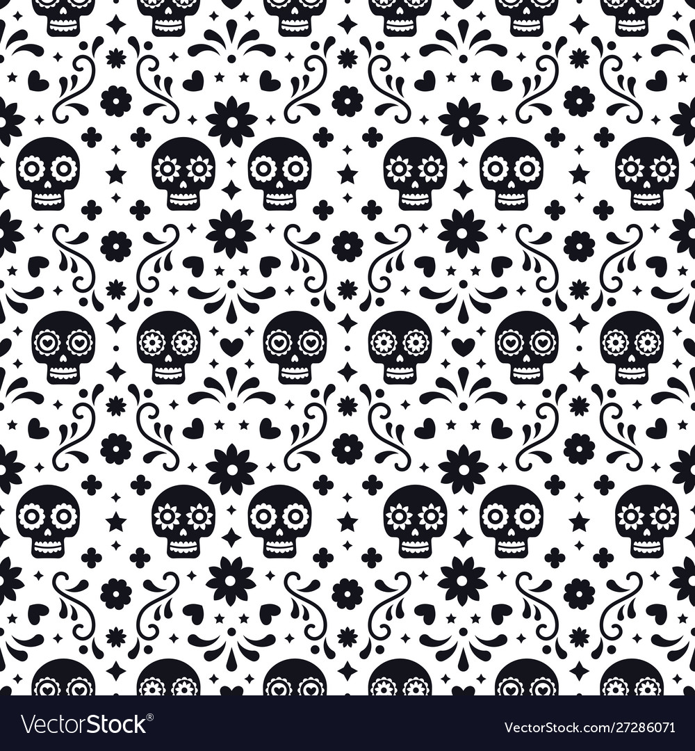 Day dead seamless pattern with skulls