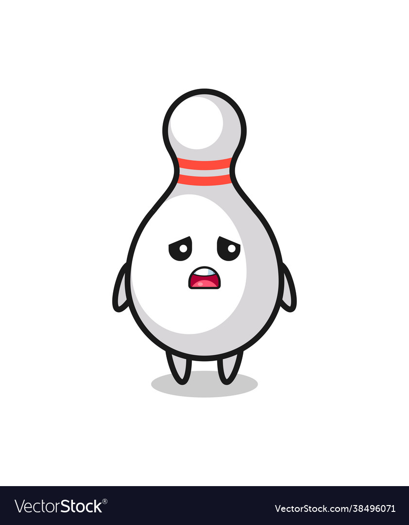 Disappointed expression bowling pin cartoon Vector Image