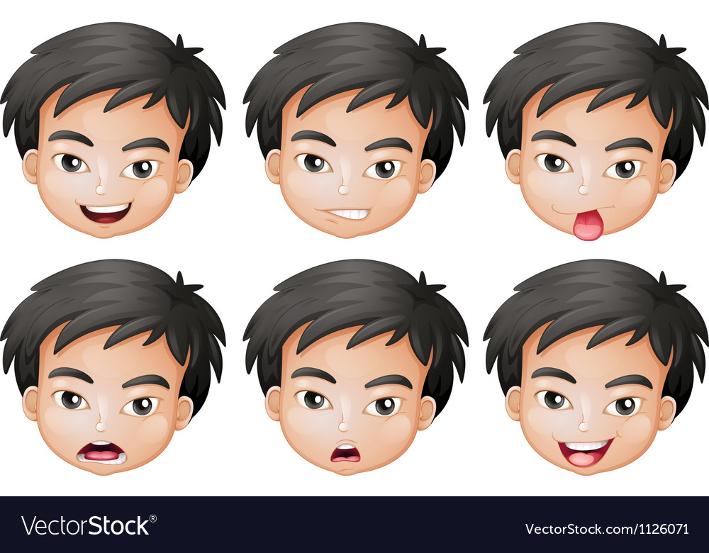 Faces of a boy Royalty Free Vector Image - VectorStock