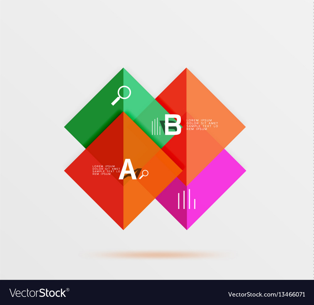 Glossy squares with text abstract geometric