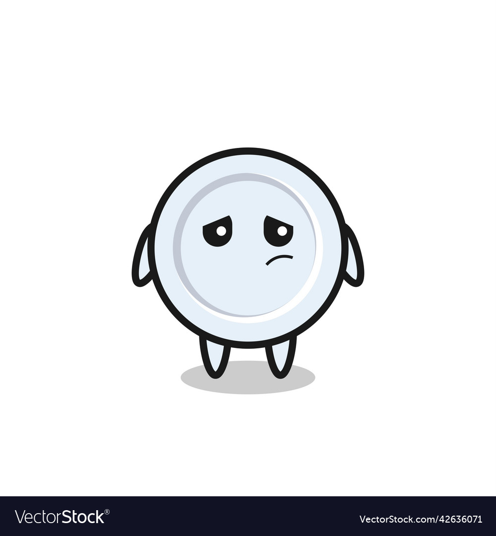 Lazy gesture of plate cartoon character