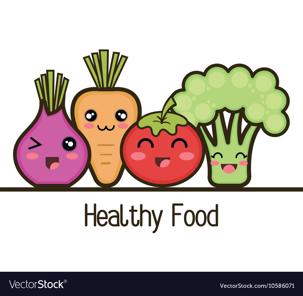 Set cartoon healthy food vegetables design Vector Image