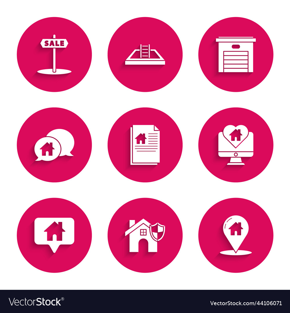 Set house contract with shield map pointer vector image Set house contract with shield map pointer