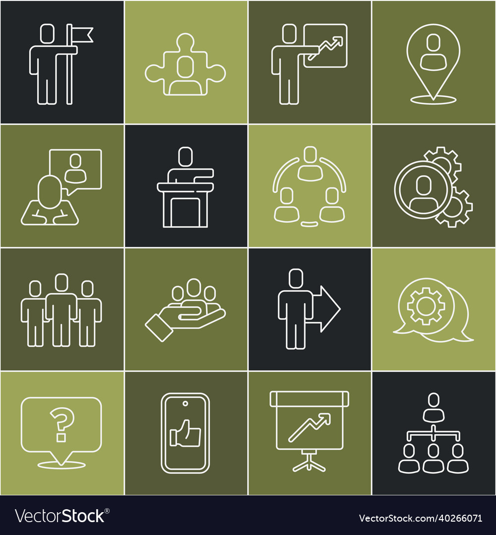 Set line hierarchy organogram chart speech bubble vector image Set line hierarchy organogram chart speech bubble