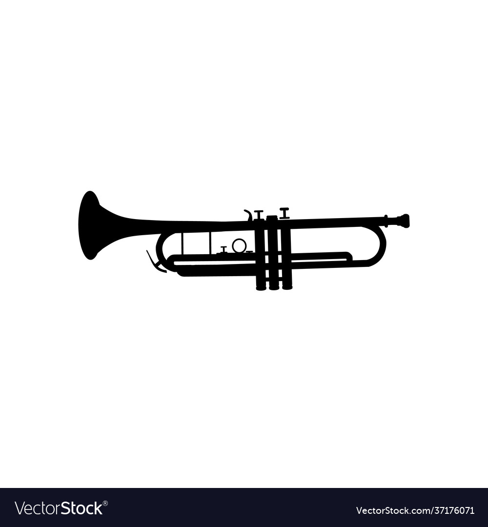 Silhouette image musical instrument trumpet