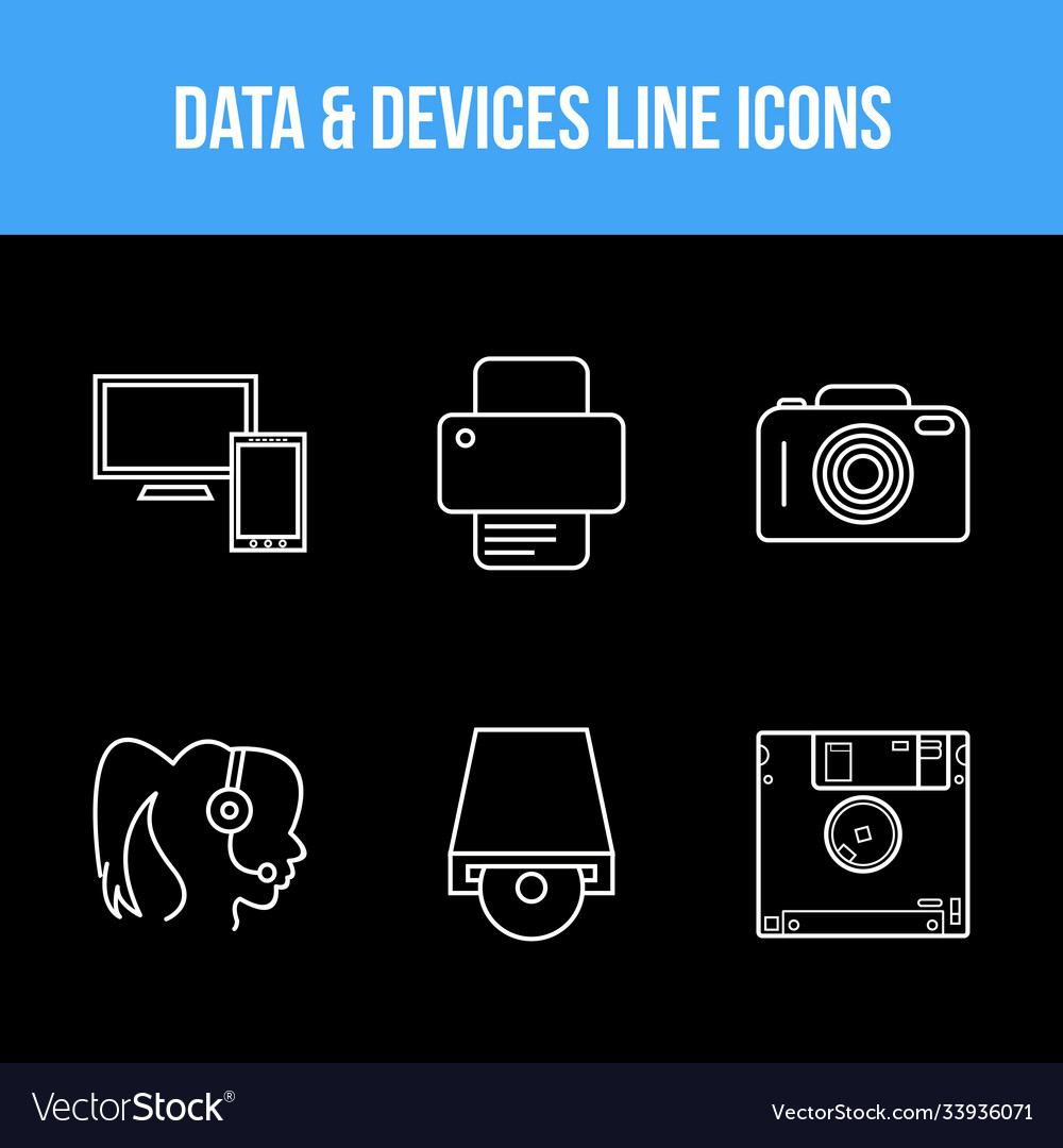 Unique line icon set data and devices