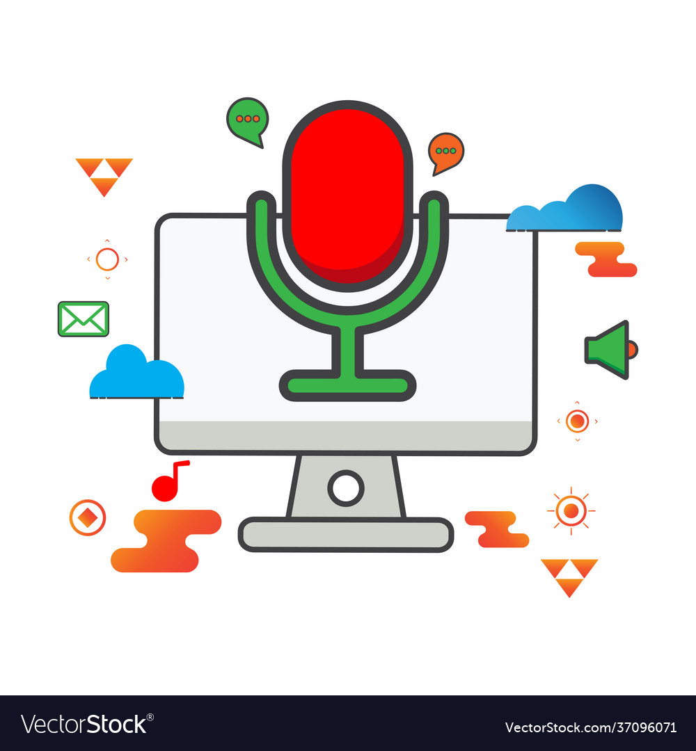 Voice recorder computer flat icon can use vector image Voice recorder computer flat icon can use