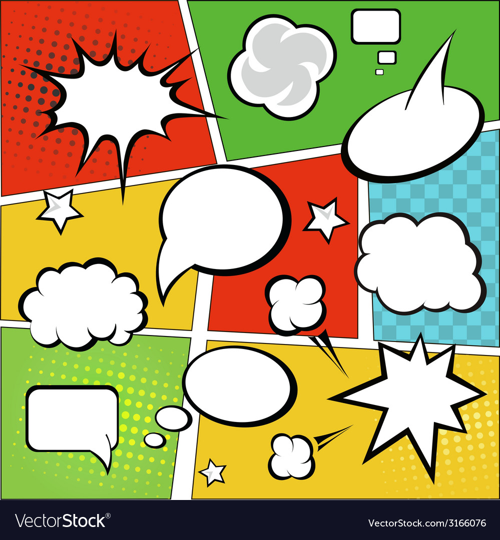 Comic strip and speech bubbles on colorful Vector Image