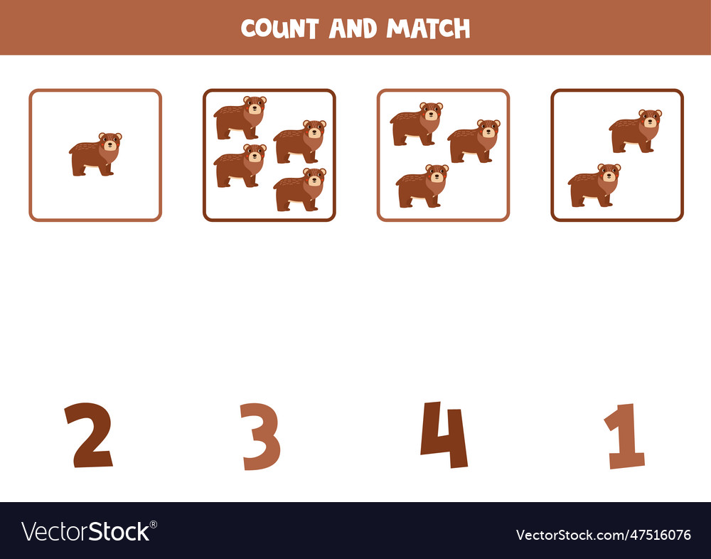 Counting game for kids count all bears and match