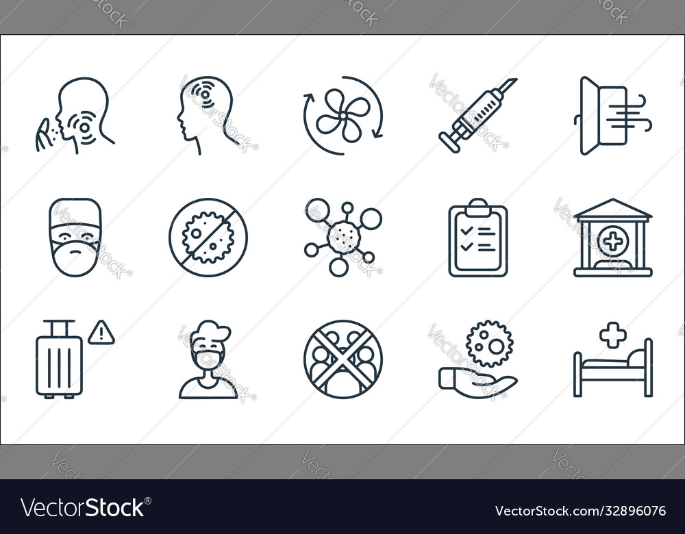 Covid line icons linear set quality