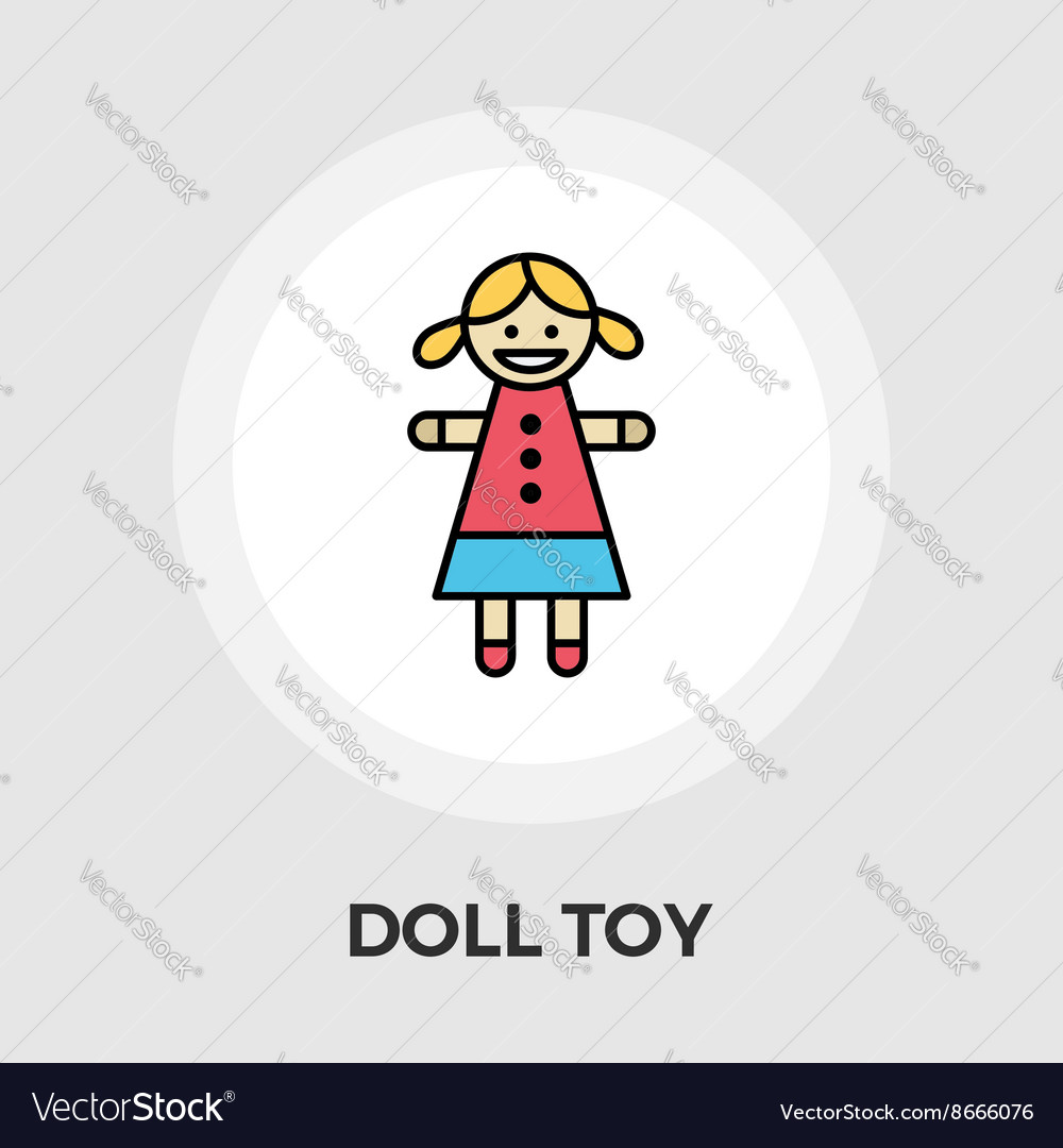 Doll toy flat icon Royalty Free Vector Image - VectorStock