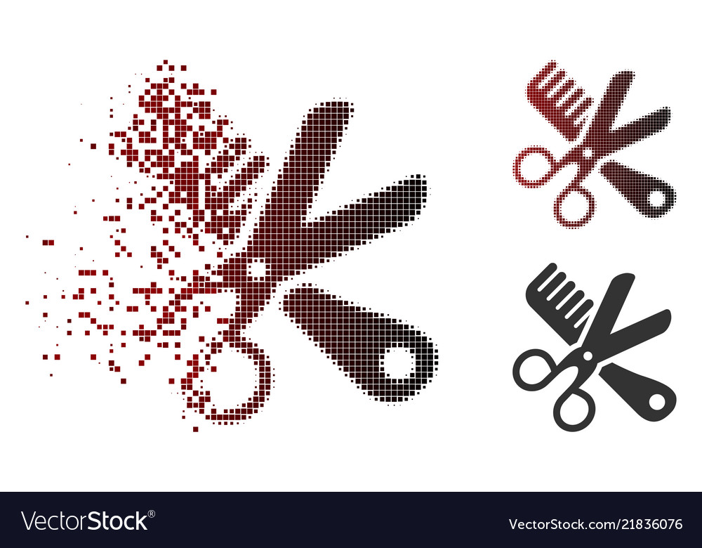 Fragmented dot halftone comb and scissors tools
