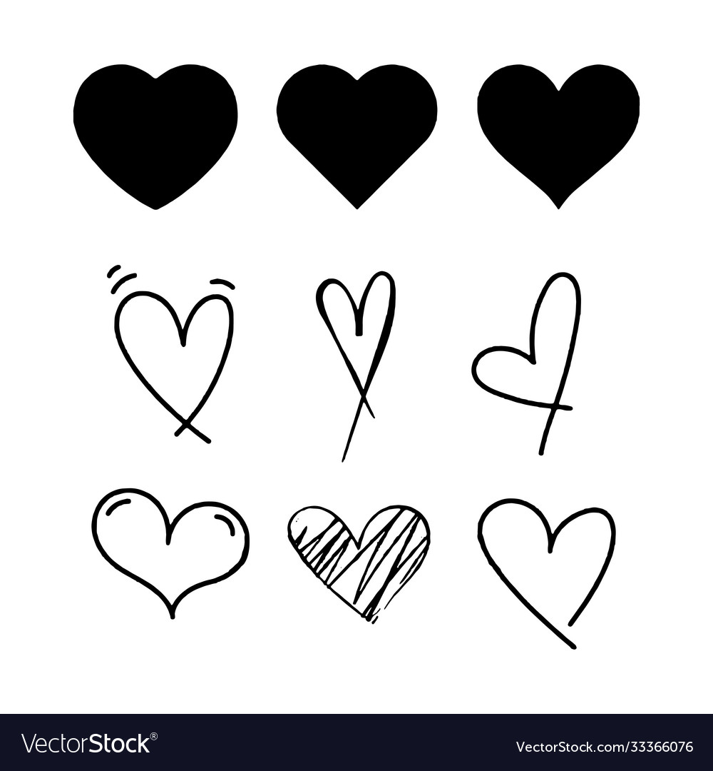 Hearts set different style and shape Royalty Free Vector