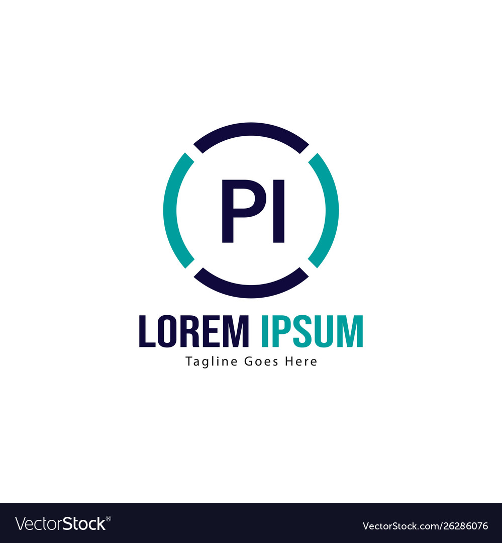 Initial pi logo template with modern frame Vector Image Initial pi logo template with modern frame