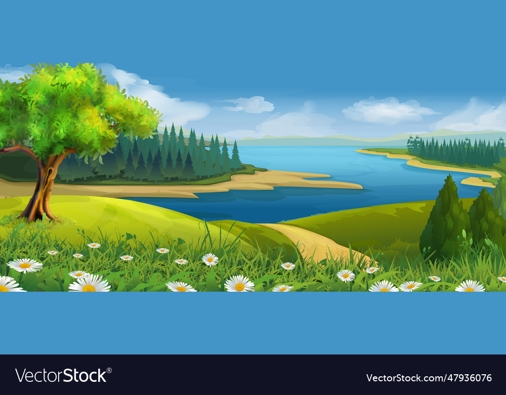 Naturlandschaft Fluss Tal Hintergrund vector image Naturlandschaft Fluss Tal Hintergrund