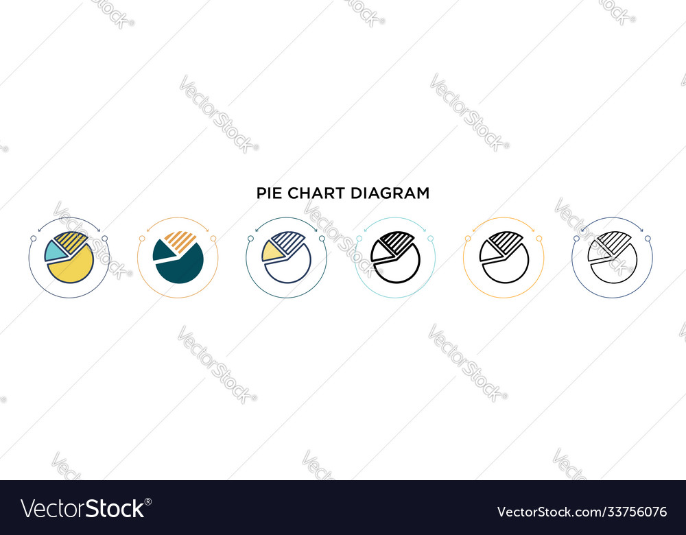 Pie chart diagram icon in filled thin line Vector Image Pie chart diagram icon in filled thin line