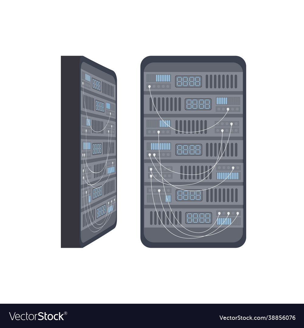 Rack with server hardware concept vector image Rack with server hardware concept