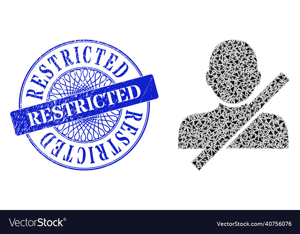 Scratched restricted badge and triangle vector image Scratched restricted badge and triangle