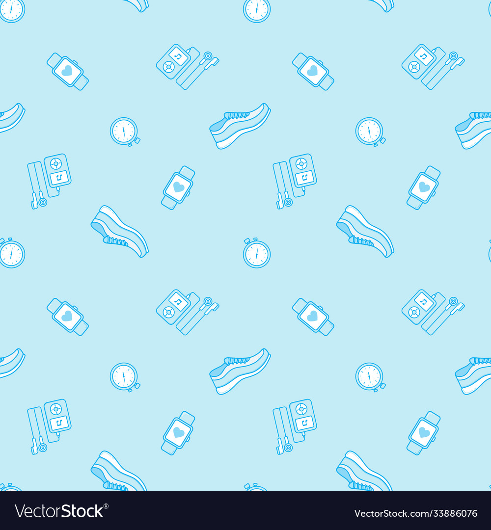 Seamless pattern with running jogging equipment vector image Seamless pattern with running jogging equipment