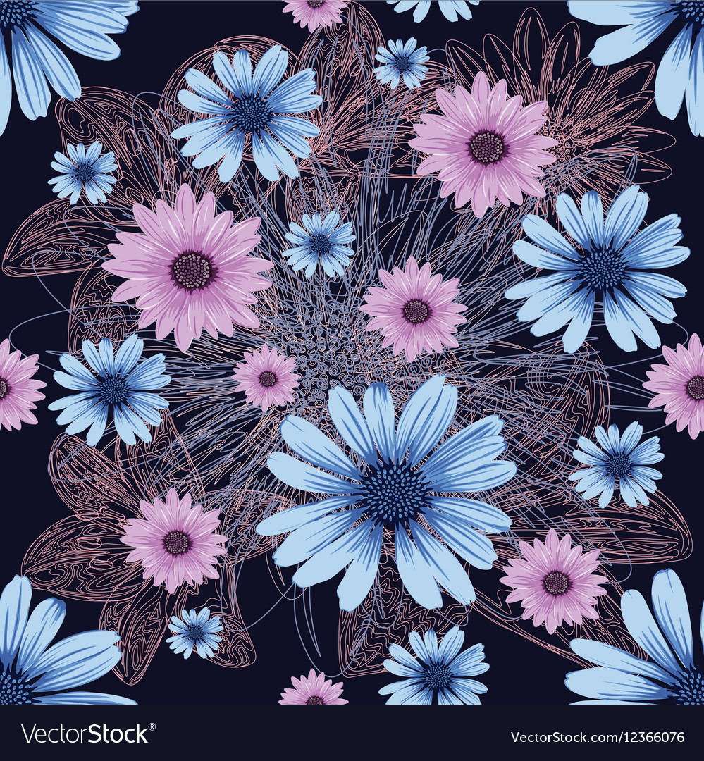 Seamless violet pattern with lined and colored
