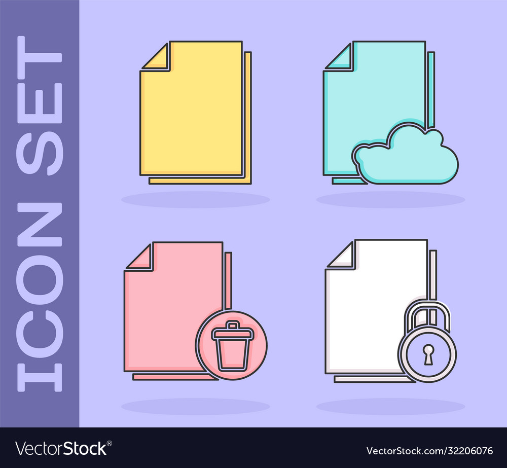 Set document and lock delete file vector image Set document and lock delete file