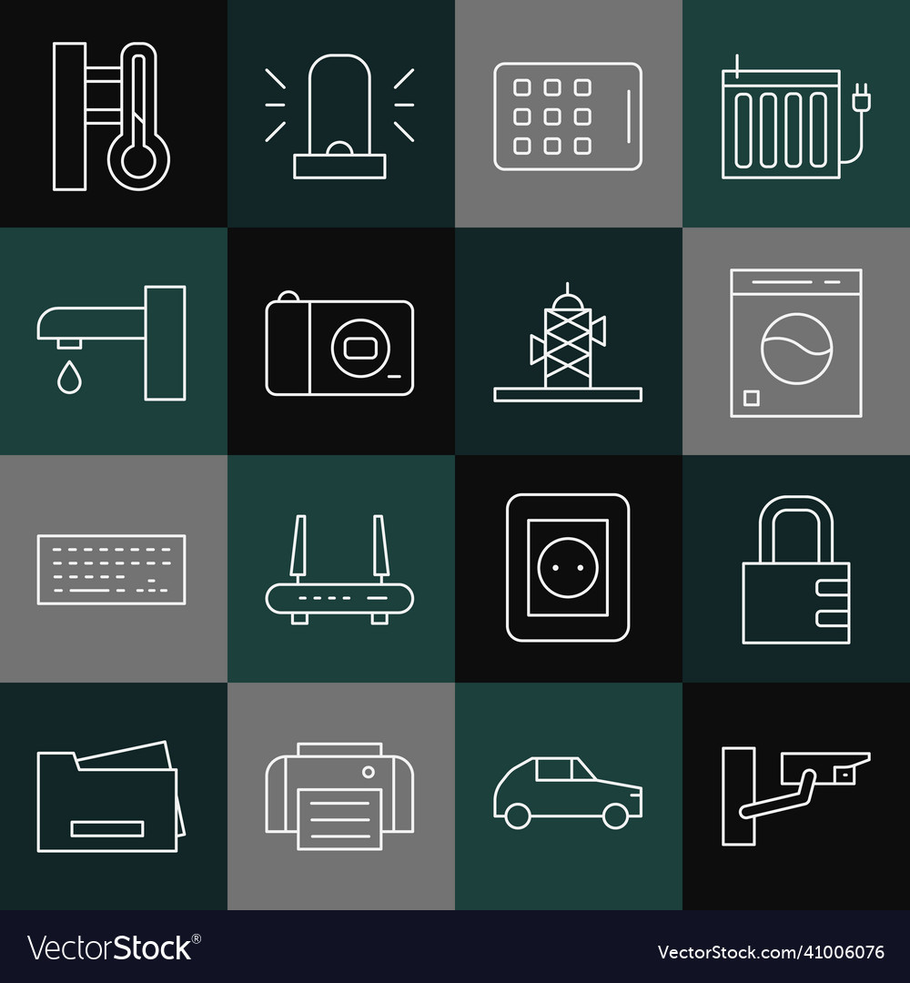 Set line security camera safe combination lock vector image Set line security camera safe combination lock