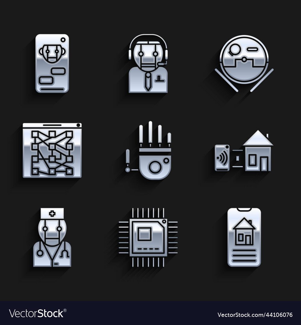 Set mechanical robot hand processor vector image Set mechanical robot hand processor
