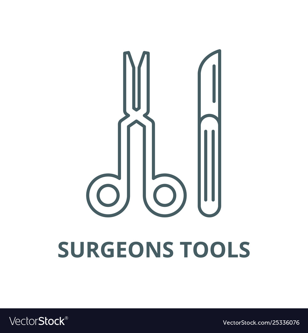 Surgeons tools line icon linear concept