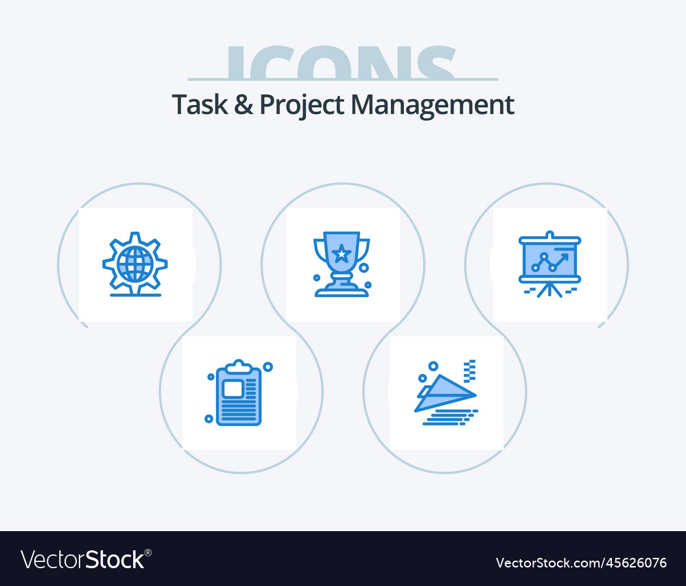 Task and project management blue icon pack 5 icon Vector Image