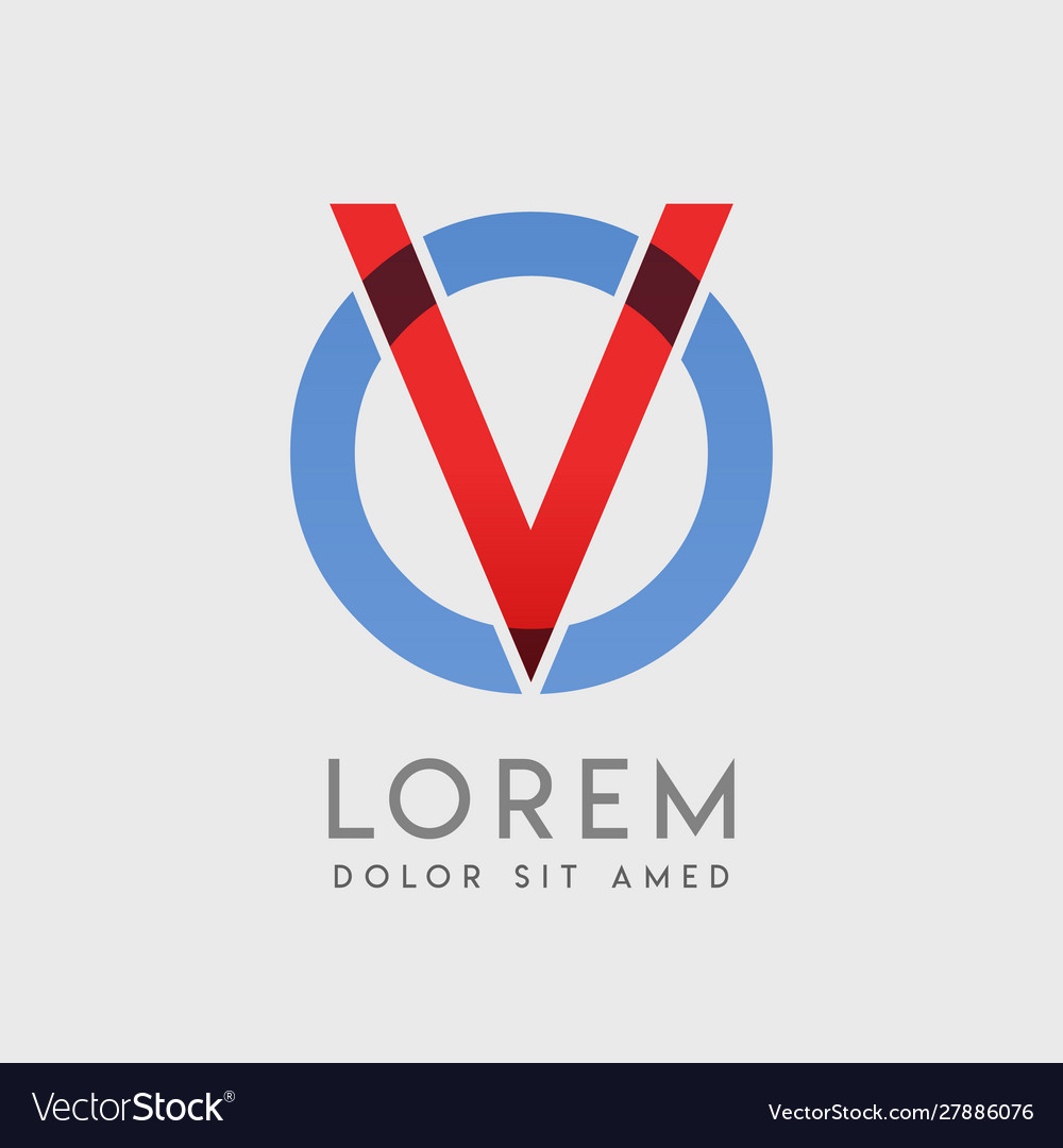 Vo logo letters with blue and red gradation vector image Vo logo letters with blue and red gradation