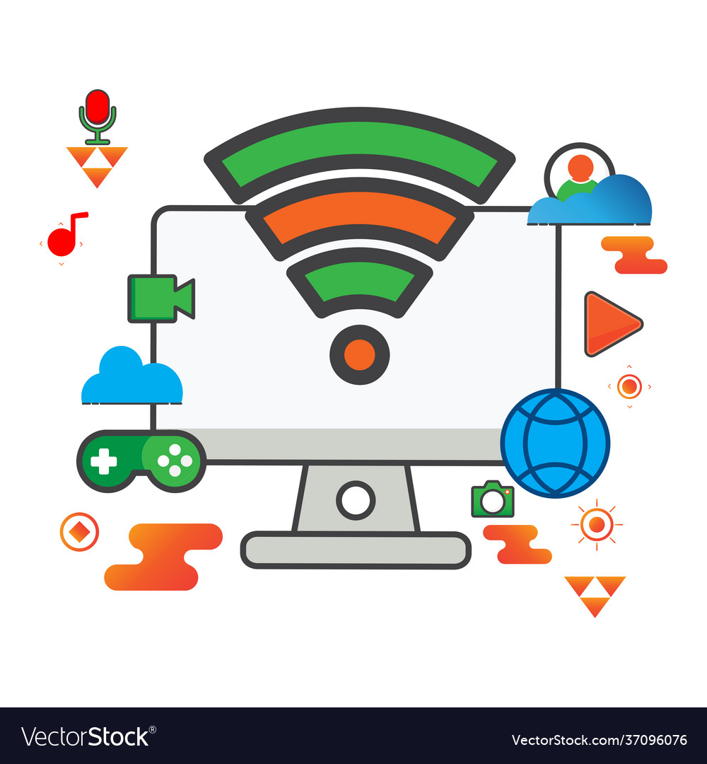 Wireless computer flat icon can use vector image Wireless computer flat icon can use