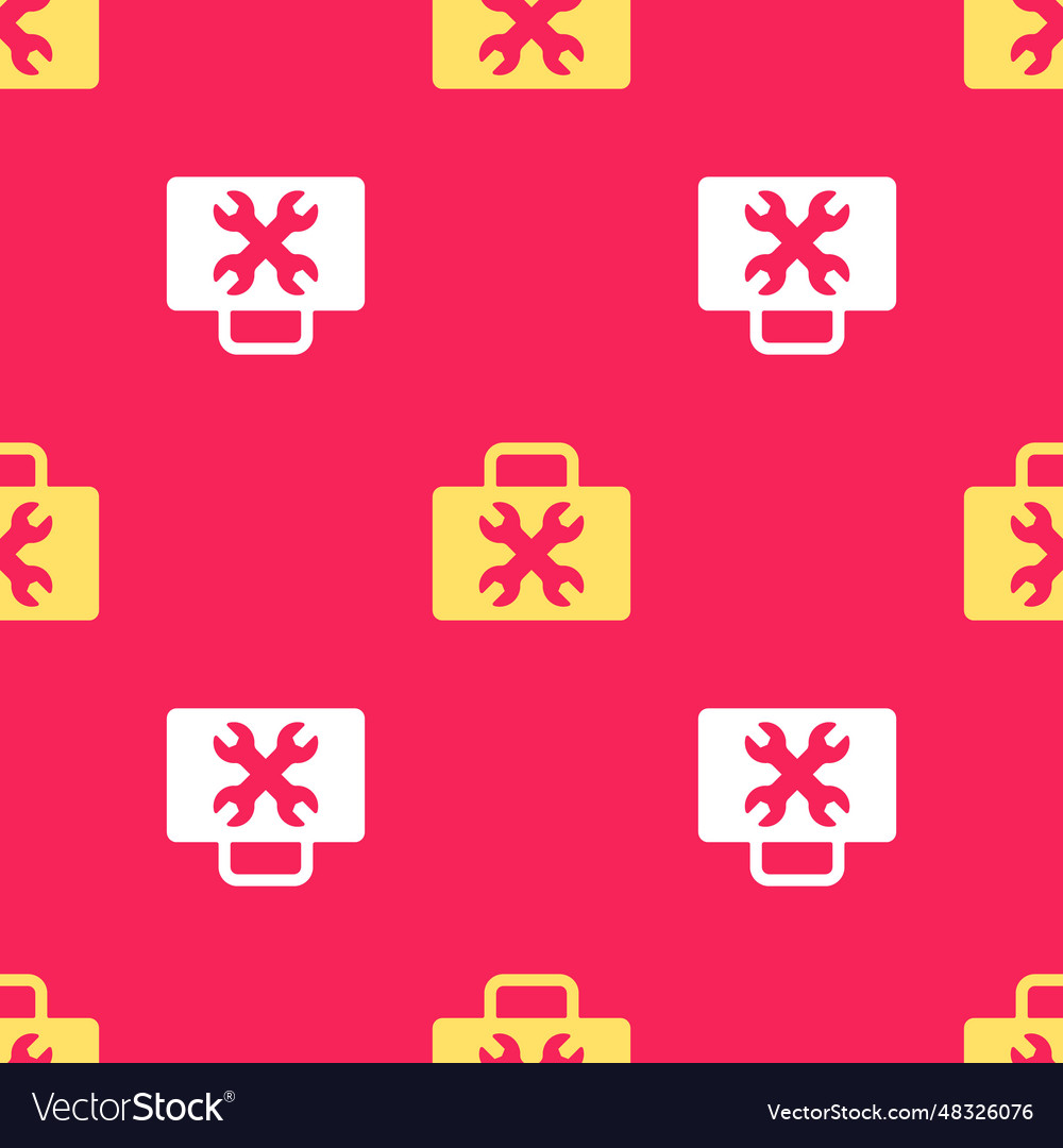 Yellow toolbox icon isolated seamless pattern