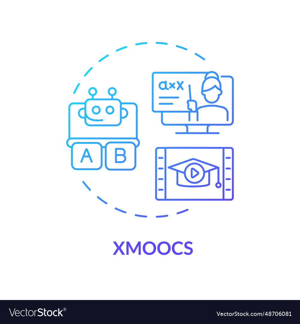 2d gradient thin linear icon xmoocs concept vector image 2d gradient thin linear icon xmoocs concept