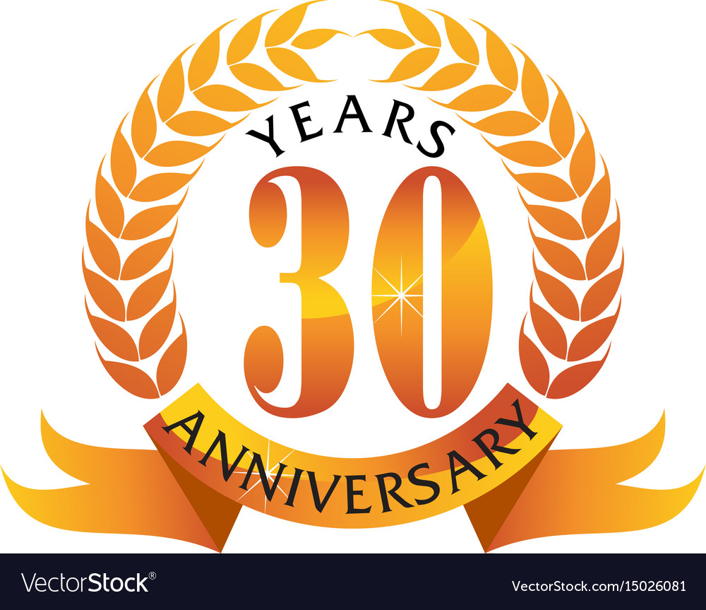 30 years ribbon anniversary Royalty Free Vector Image