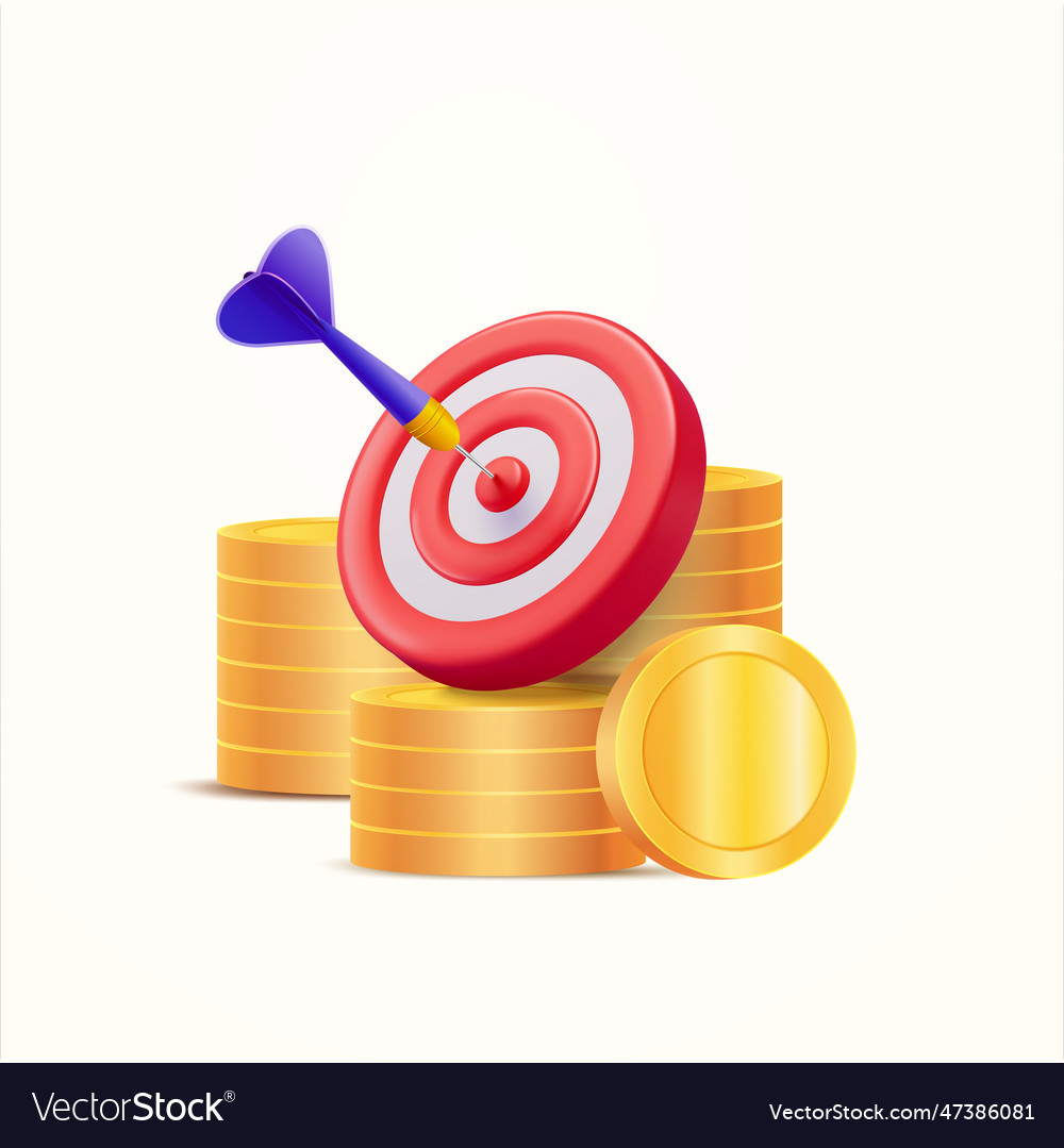 3d dart hit on center of target with stacks vector image 3d dart hit on center of target with stacks
