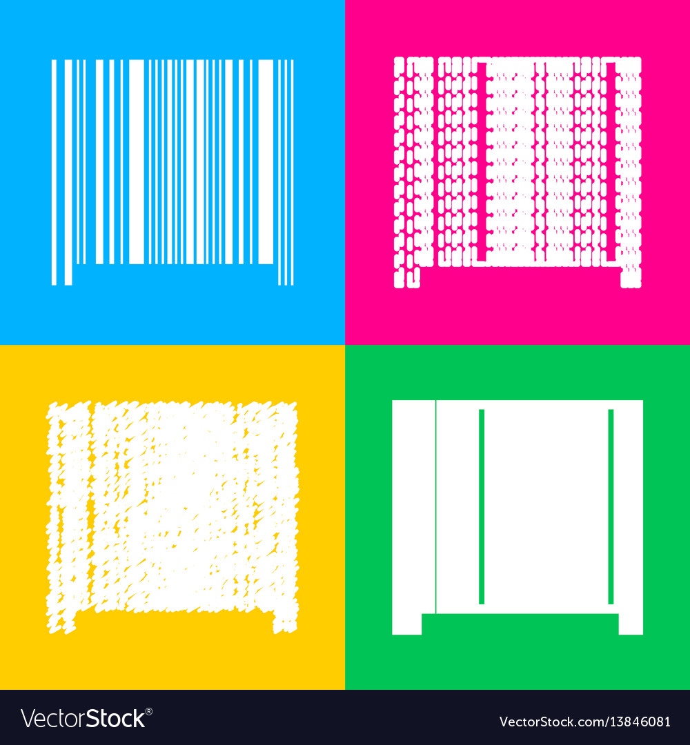 Bar code sign four styles of icon on color