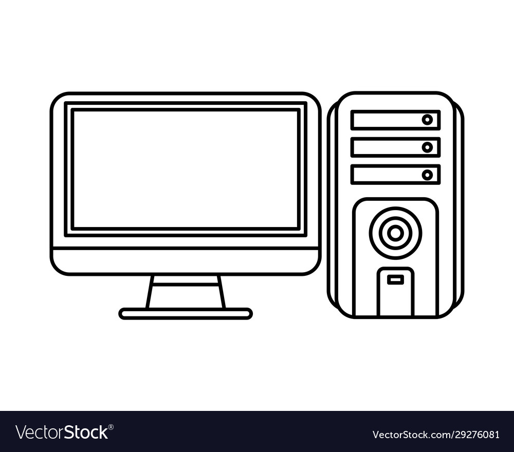 Computer desktop tower with monitor