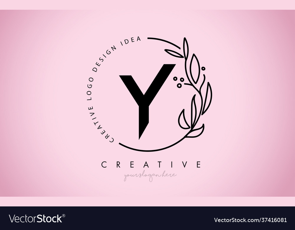 Floral letter y logo design with creative elegant Vector Image