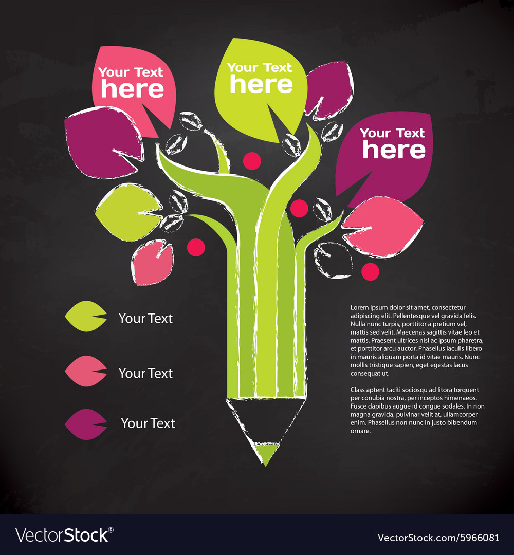 Pencil tree info graphic about education