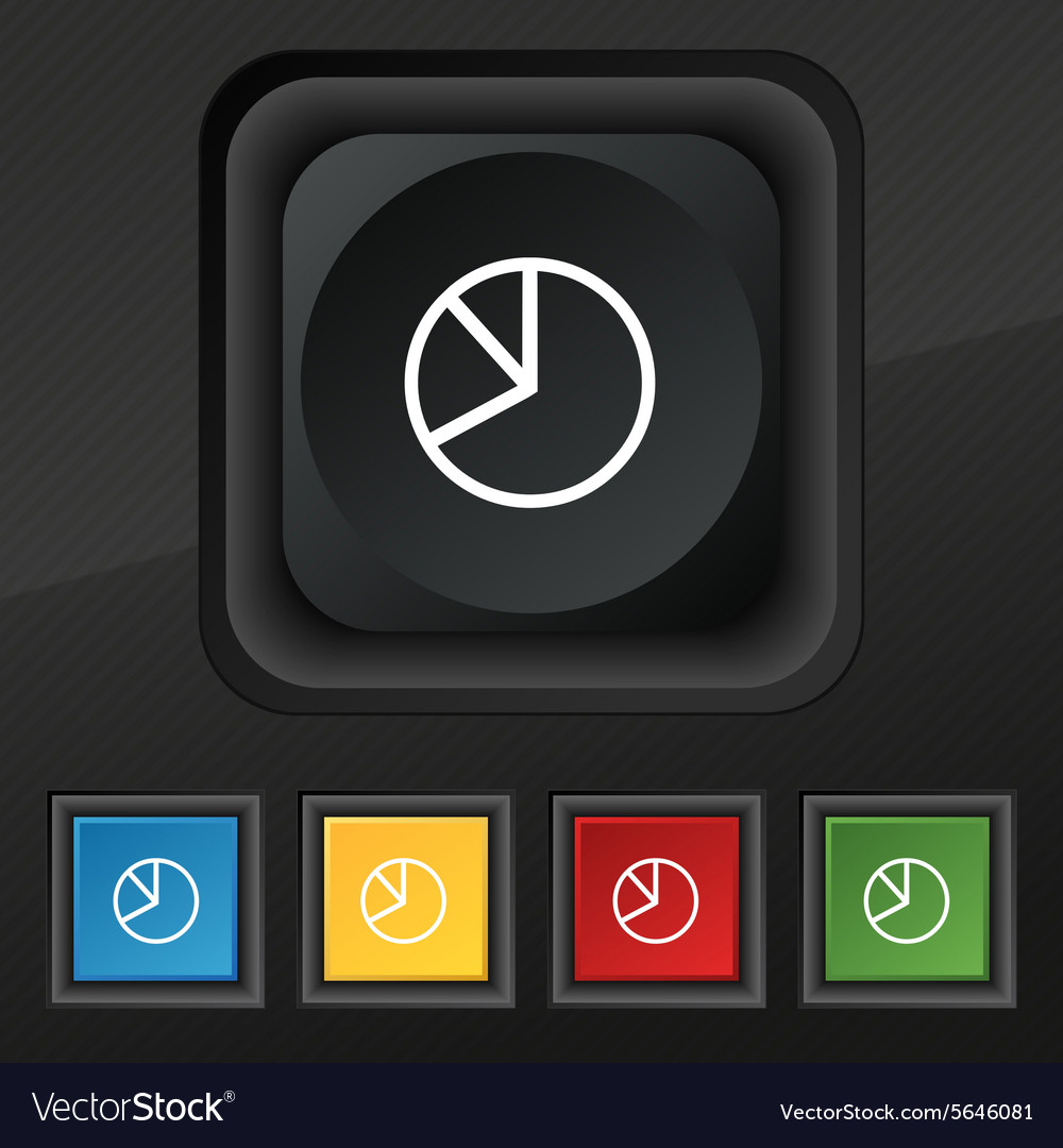 Pie chart graph icon symbol set of five colorful