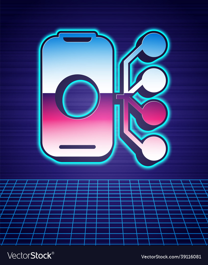Retro style neural network icon isolated vector image Retro style neural network icon isolated