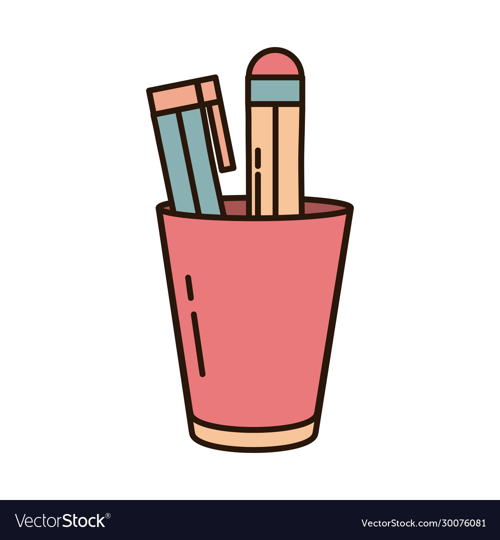 Schulbildung Stift und Bleistift in Tasse Versorgungsleitung